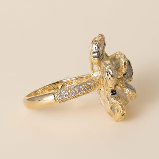 Estate Neda Behnam 18K Gold 5 Carats Natural Rough Diamond Floral Cocktail Ring