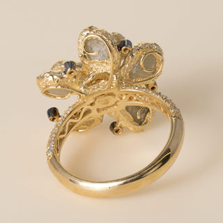 Estate Neda Behnam 18K Gold 5 Carats Natural Rough Diamond Floral Cocktail Ring