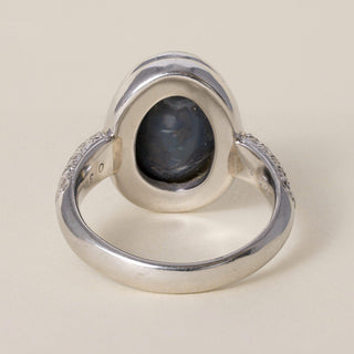 Estate Platinum 4.33 Carat Australian Black Opal and Diamond Ring