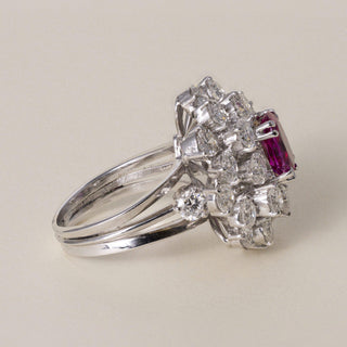 AGL 1.66 CT Burma No Heat Pink Sapphire & 4 CT Diamond Gold Cocktail Ring
