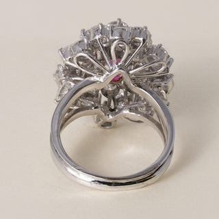 AGL 1.66 CT Burma No Heat Pink Sapphire & 4 CT Diamond Gold Cocktail Ring