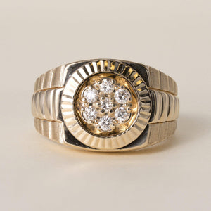 Vintage 1980s 14K Gold 0.30 Carats Diamond Cluster Ring Band
