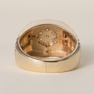 Vintage 1980s 14K Gold 0.30 Carats Diamond Cluster Ring Band