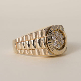 Vintage 1980s 14K Gold 0.30 Carats Diamond Cluster Ring Band
