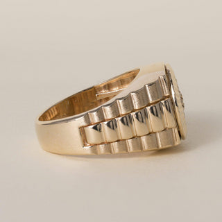 Vintage 1980s 14K Gold 0.30 Carats Diamond Cluster Ring Band