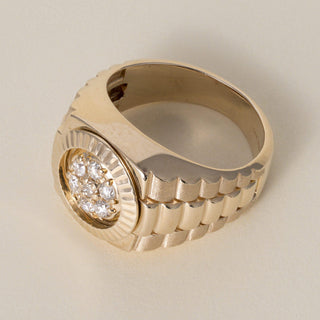 Vintage 1980s 14K Gold 0.30 Carats Diamond Cluster Ring Band