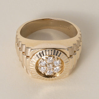Vintage 1980s 14K Gold 0.30 Carats Diamond Cluster Ring Band