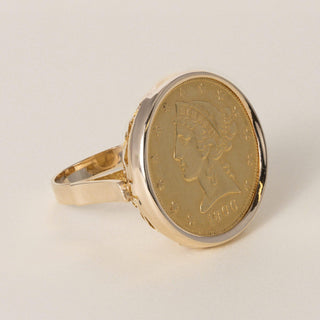 Vintage 14K Gold 1906 US $5 Five Dollar Liberty Coin Ring