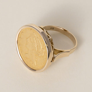 Vintage 14K Gold 1906 US $5 Five Dollar Liberty Coin Ring