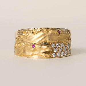 Carrera y Carrera 18K Gold 0.44 CTW Diamond and Pink Sapphire Double Horse Heads