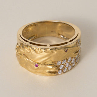 Carrera y Carrera 18K Gold 0.44 CTW Diamond and Pink Sapphire Double Horse Heads