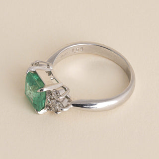Estate Platinum 1.53 Carat Colombian Emerald & Diamond Cocktail Ring