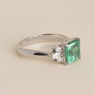 Estate Platinum 1.53 Carat Colombian Emerald & Diamond Cocktail Ring