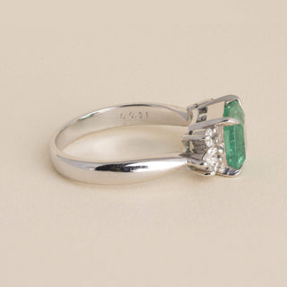 Estate Platinum 1.53 Carat Colombian Emerald & Diamond Cocktail Ring
