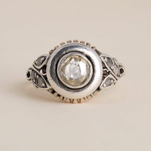 Antique 0.50 Carat Rose Cut Diamond Engagement Ring, Silver Topped 10K Gold