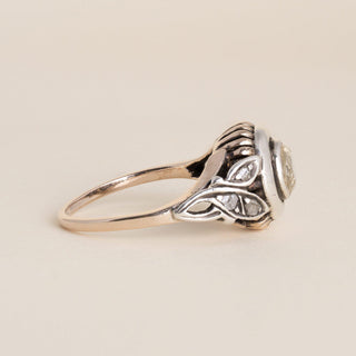 Antique 0.50 Carat Rose Cut Diamond Engagement Ring, Silver Topped 10K Gold
