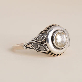 Antique 0.50 Carat Rose Cut Diamond Engagement Ring, Silver Topped 10K Gold