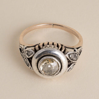 Antique 0.50 Carat Rose Cut Diamond Engagement Ring, Silver Topped 10K Gold