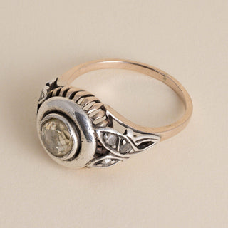 Antique 0.50 Carat Rose Cut Diamond Engagement Ring, Silver Topped 10K Gold