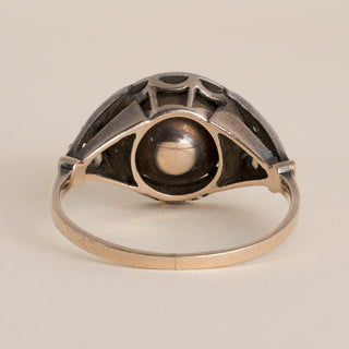Antique 1.3CT Rose Cut Diamond Engagement Ring, Silver Topped 10k Gold