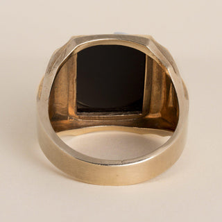 Vintage 10K Gold Men’s Double Cameo Signet Ring, Heavy Onyx Centurion Size 11.5