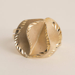Vintage 1970s Italian Floral Cocktail Ring 14K Yellow Gold
