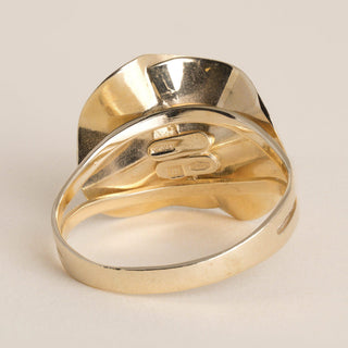 Vintage 1970s Italian Floral Cocktail Ring 14K Yellow Gold