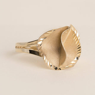 Vintage 1970s Italian Floral Cocktail Ring 14K Yellow Gold