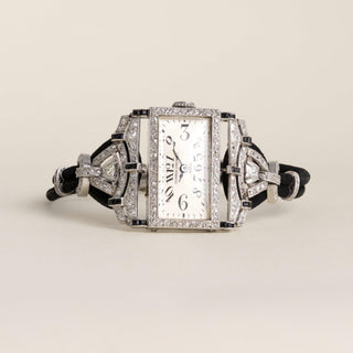 1920s Art Deco Vacheron Constantin Platinum 2.50CT Diamond & Onyx Cocktail Watch
