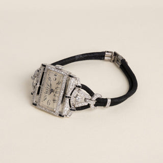 1920s Art Deco Vacheron Constantin Platinum 2.50CT Diamond & Onyx Cocktail Watch