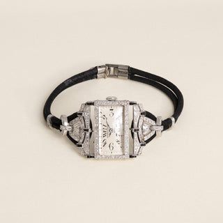 1920s Art Deco Vacheron Constantin Platinum 2.50CT Diamond & Onyx Cocktail Watch