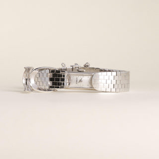 Vintage 1950s Gubelin White Gold Diamond Hidden Dial Cocktail Bracelet Watch