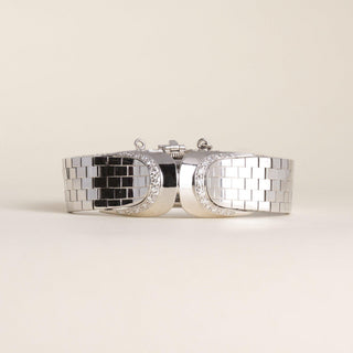 Vintage 1950s Gubelin White Gold Diamond Hidden Dial Cocktail Bracelet Watch