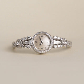 Vintage Cartier 1960 Platinum 5.50ct Diamond Backwinding Cocktail Bracelet Watch