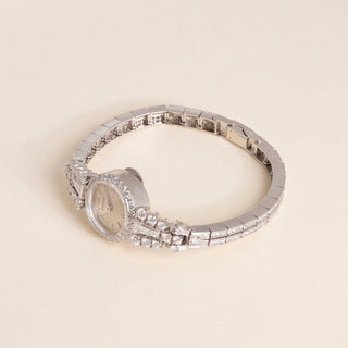 Vintage Cartier 1960 Platinum 5.50ct Diamond Backwinding Cocktail Bracelet Watch