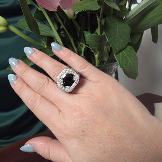 Vintage 18K David Webb 0.90 CT Diamond Onyx and Black Enamel Ring