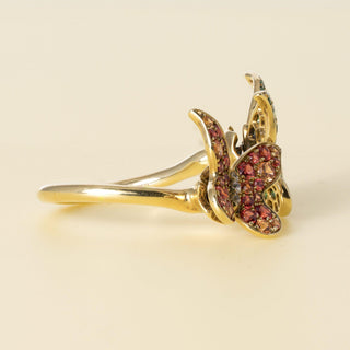 Estate 18K Tsavorite Garnet and Mix Gemstone Double Floating Butterflies