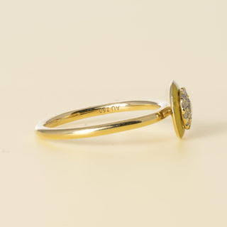 Vintage 18K Yellow Gold Yellow Enamel & Diamond Cluster Ring