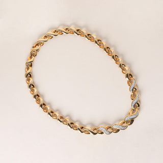 Vintage Diamond Infinity Chain Two Tone 18K Two Tone Gold Necklace
