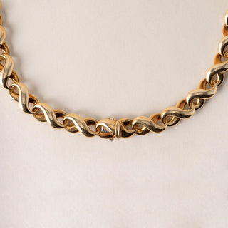 Vintage Diamond Infinity Chain Two Tone 18K Two Tone Gold Necklace