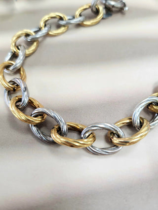 18K Karat Gold - Silver Phillip Gavriel Oval Cable Chain Bracelet