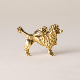 Vintage Poodle Dog Pendant Charm 18K Yellow Gold