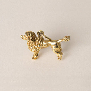 Vintage Poodle Dog Pendant Charm 18K Yellow Gold