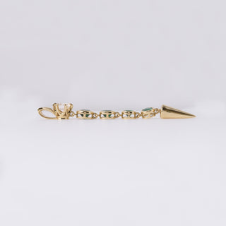 Estate Colombian Emerald and Diamond Spike Drop Pendant Necklace 18K Gold