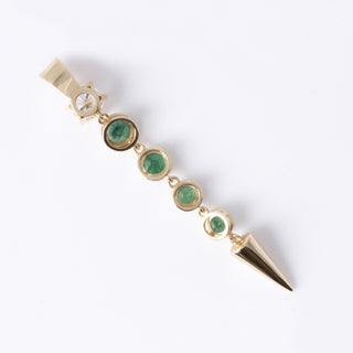 Estate Colombian Emerald and Diamond Spike Drop Pendant Necklace 18K Gold