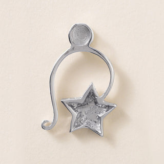 Vintage 1990s LOVE Star Dangle Charm Pendant Pavé Ball Engraved 18K White Gold