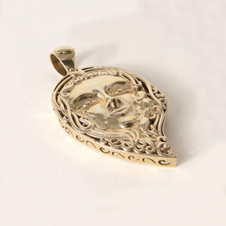 Vintage 28.98g Goddess Face Portrait Figural Pendant 2.75in Sculpted 14K Gold