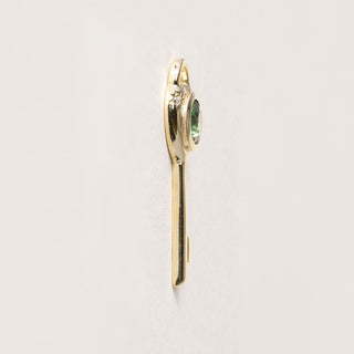 18K Gold Love Key Tsavorite Garnet Bezel and Diamond Pendant
