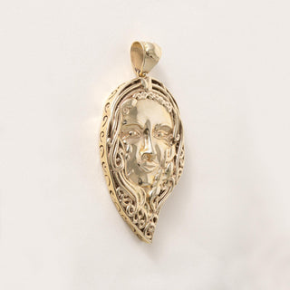 Vintage 28.98g Goddess Face Portrait Figural Pendant 2.75in Sculpted 14K Gold