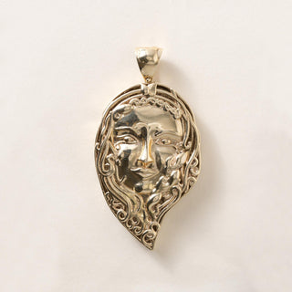Vintage 28.98g Goddess Face Portrait Figural Pendant 2.75in Sculpted 14K Gold